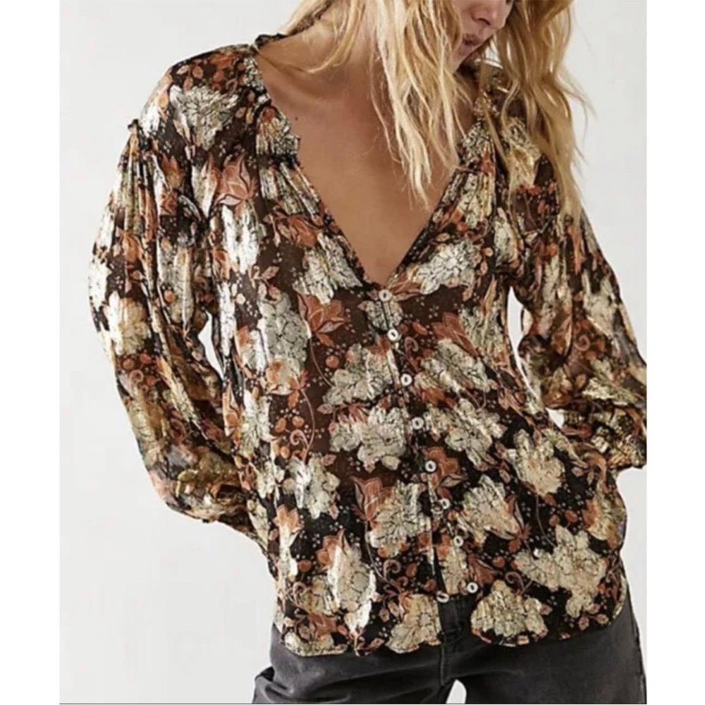 Free People Scorpio Sheer Boho Blouse NWT - Picture 4 of 9